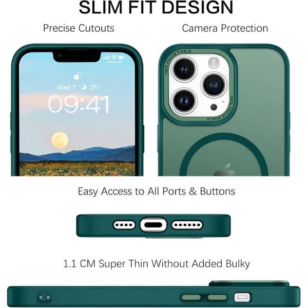 Fodral för iPhone 12 Pro / 13 Pro 6,7 tum kompatibelt med Magsafe, stötsäkert skyddsfodral, matt halvtransparent och hållbart