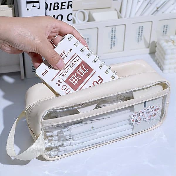 Transparent penalhus med stor kapacitet INS Style etui Sta Hvid onesize White