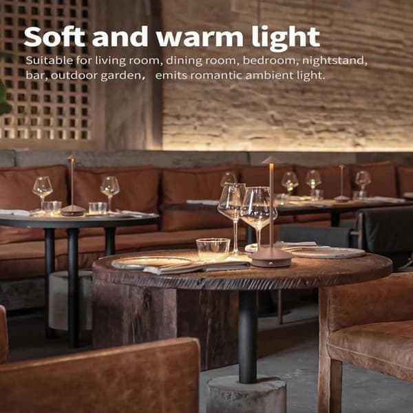 2 stk. moderne trådløse bordlamper, bærbare LED-bordlamper, oppladbare batteridrevne lamper, brun Brown
