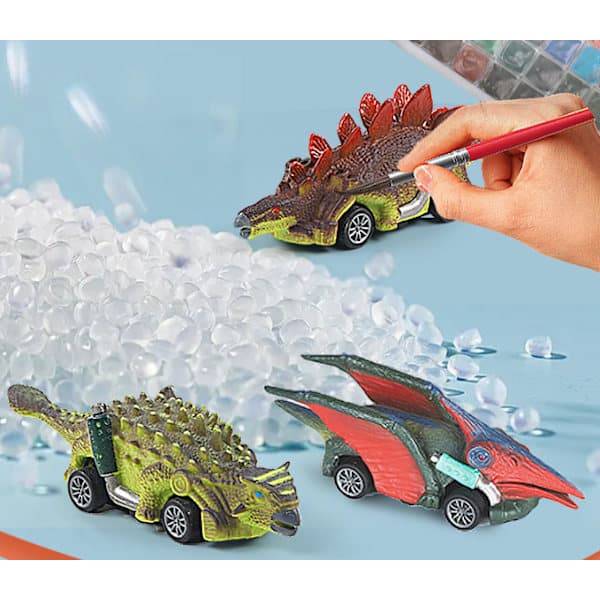 6 st förpackade dinosaurie pull back-bil Tyrannosaurus Rex-modell barns tröghetsleksak tålig mot fall