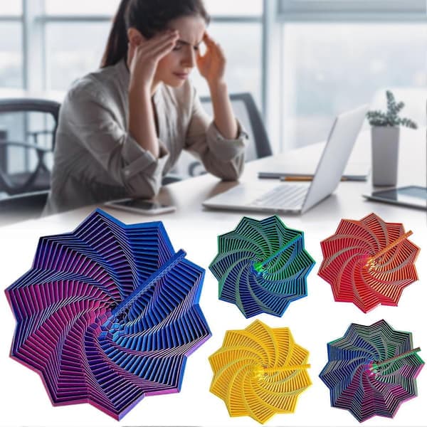 3D-printet utvidbar sensorisk Fidget-stjerne, fraktal sekskantet Fidget-leketøy med håndtak, stressavlastende leketøy for voksne E Medium E Medium