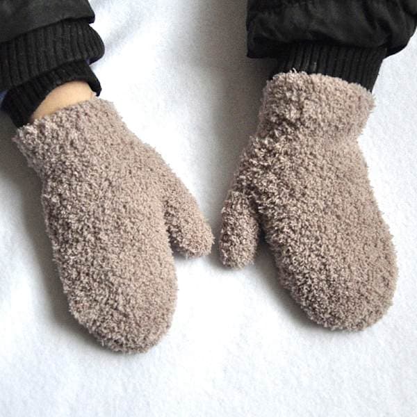 Babyvantar Vinter Plus Sammetsvantar Barn Coral Fleece Khaki Khaki