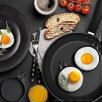 Eggeringer, 4-pakning eggeringer i rustfritt stål, pannekakeform for steking av egg og omeletter