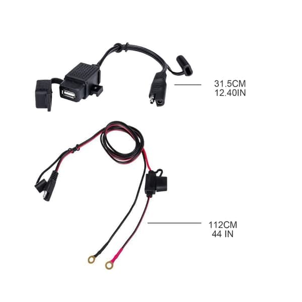 Motorsykkel Vanntett SAE til USB-kabeladapter USB-lader 2.1A Hurtiglading