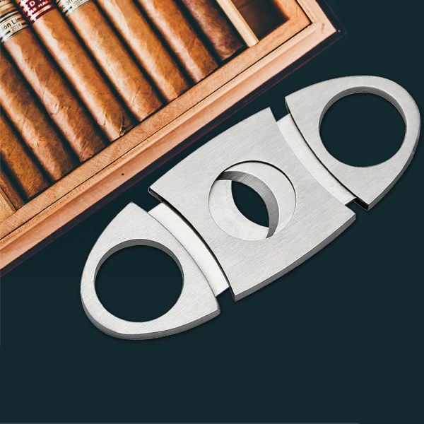 Cigarrskärare med dubbelgiljotin rostfritt stål Silver