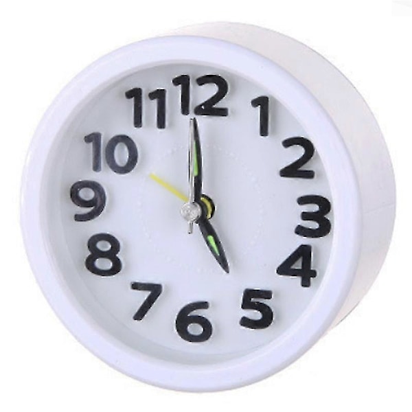 Quartz Väckarklocka Tyst Snooze Liten Sängklocka Round White