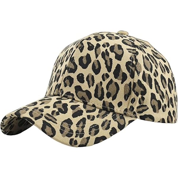 Leopardmönstrad keps i bomull med visir, unisex, baseboll, solskydd, justerbar omkrets, anti-uv, kupol, vandring, resor Khaki