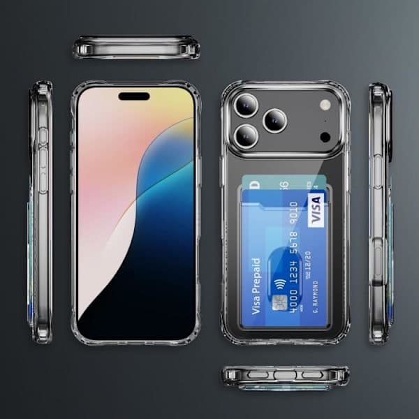 iPhone 17 Pro Max Cover - Krystalklar med Kortplads - PC og TPU Hybrid