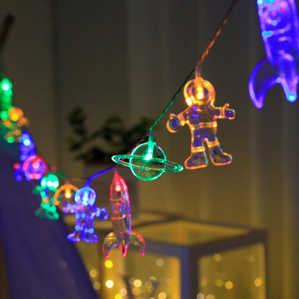 LED-stjärnhimmel för barnrumsdekoration, LED-astronaut, rymdskepp, raket, hänge, festbelysning, väggfönster, träd, dekorationsbelysning Multicolour 1.5M