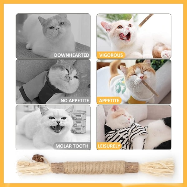 Naturlig Matatabi Silvervine tyggetøj med 6 pakker, kattetyggetøj, kattelegetøj, fantastisk gave til killinger