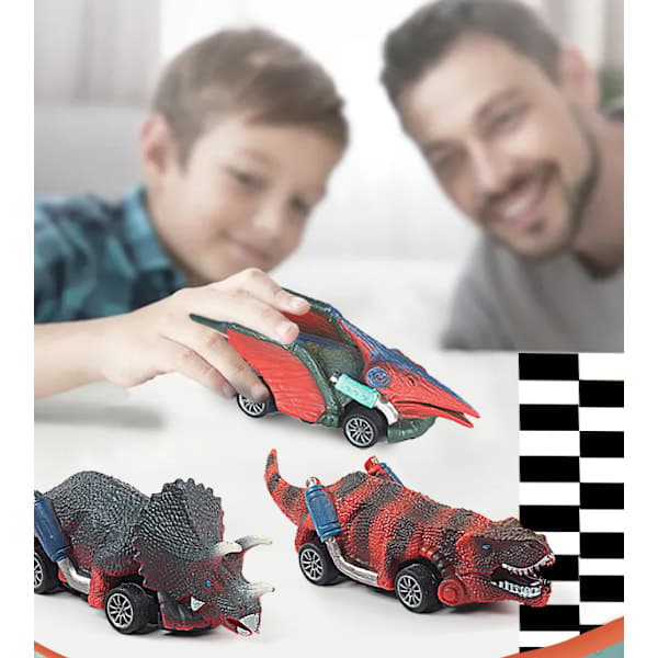 6 st förpackade dinosaurie pull back-bil Tyrannosaurus Rex-modell barns tröghetsleksak tålig mot fall