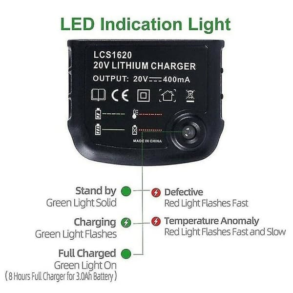 10.8V 14.4V 20V Li-ion Oplader til Black&Decker Boremaskine EU Stik LBX20_CA