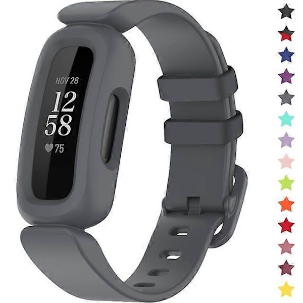 Rannekkeet Fitbit Ace 3 -lapsille, silikoniset vedenpitävät rannekorutarvikkeet, urheilukellon rannekkeen vaihto Fitbit Ace 3 -pojille ja -tytöille Gray Fitbit Ace 3