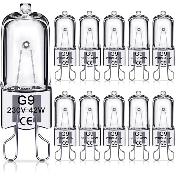 G9 halogenlampor, 230V, 10-pack 42W