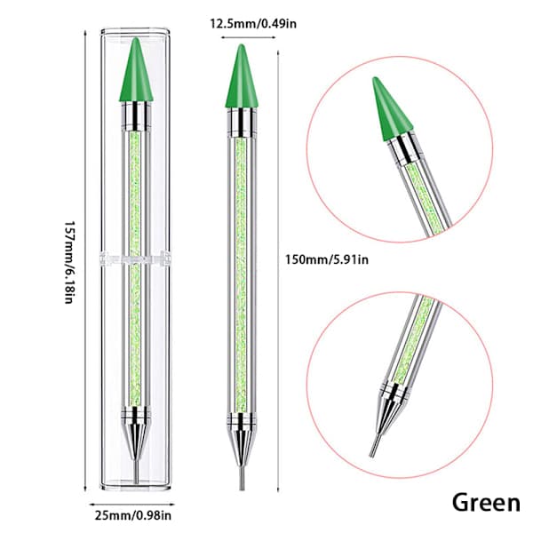 1. Dobbeltendet Dotting Pen Rhinestone Picker Voks Blyant Negle Ar Blå one size Blue