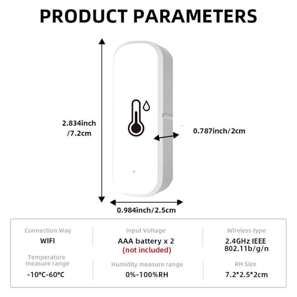1 x Tuya Wifi Temperatur- och Fuktighetssensor Inomhus Termometer Hygrometer 4