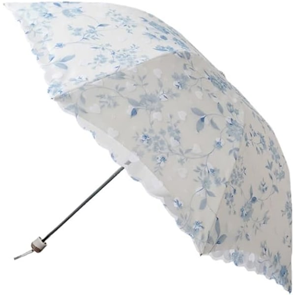 Solparaply Dame Parasol Dame Broderet Blonder Dobbelt-Dæk Anti-UV Parasol Sol/Regn/Sne Foldbar Parasol