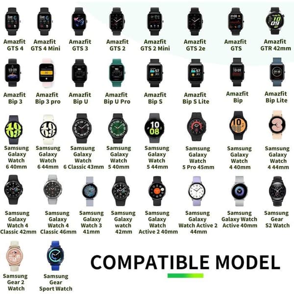 Sæt med 5 silikone 20mm armbånd kompatible med Amazfit GTS 4/3/2, GTS 4 Mini, Bip 3/U/S, assorterede farver