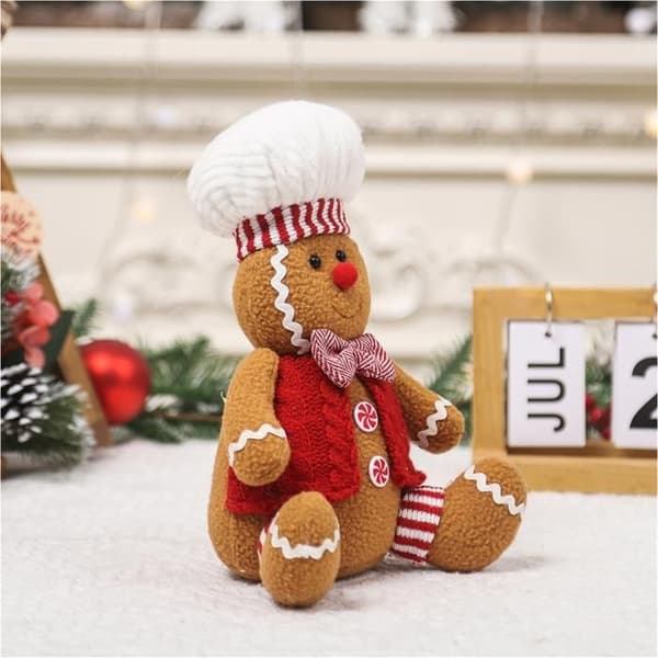 Julepynt, tegneserie-sittende pepperkakemann-figurer, kontordekorasjon for menn
