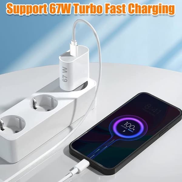67W USB-C Snabbladdare - SYSSEN - Turboladdning - 1,5M USB-C-kabel - Vit - Multi-säkerhetsskydd