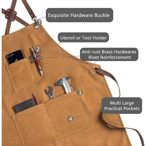 Naisten esiliina miehille, kangasesiliina taskuilla - Cross Back Kitch
