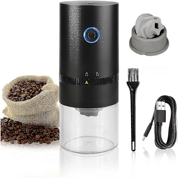 Elektrisk Burr Kvarn Portabel Automatisk Kaffekvarn Konisk Burr Kvarn Black