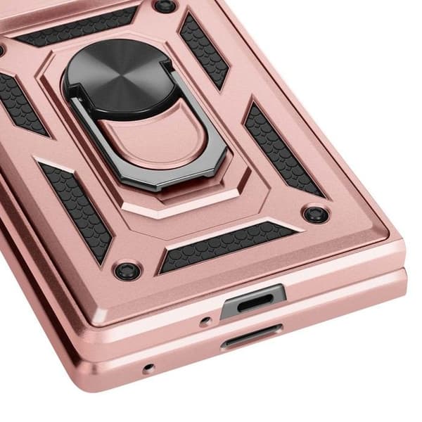 Ring-etui - Galaxy Z Fold 7 - Lyserød - Hårdt - Stødsikkert med ringholder