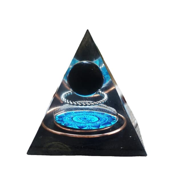 Orgonit Pyramide Obsidian Kugle Gave Nubisk Orgonit Pyramide for Succes Helbredende Krystal Pyramide Helbredende Sten Reiki Beskyttelse