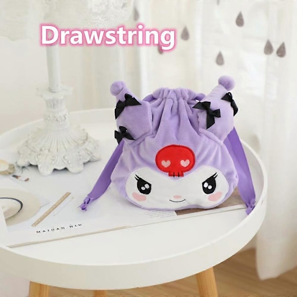 Sanrio Kulomi My Melody Axelväska Plysch Myntväska Sminkväska Handväska Härliga Födelsedagspresenter För Flickor Söt Väska Rosa Grå Drawstring5 As Description