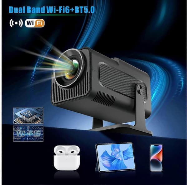 HY320 Android 11 Bærbar Projektor 4K Native 1080P Mobil Projektor Dobbel WIFI6 Bluetooth 5.0 Kino EU plug Mini