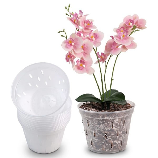 5 stk. 5 tommer plastik orkidé blomsterpot transparent orkidé