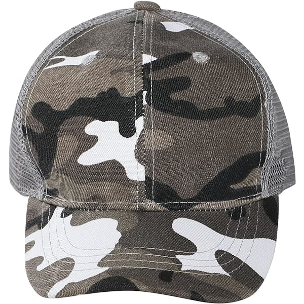 Barne Camo Baseball Cap Kamuflasje Mesh Solhatt Barn Bomull Snapback Cap Justerbar Topp Cap Baseball Cap White Camo