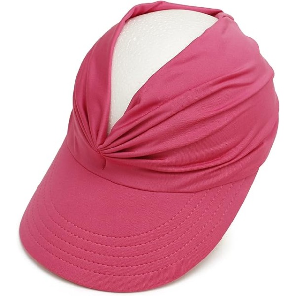 Dame Sol Visir Hat Bred Skygge UPF 50+ UV Beskyttelse Sommer Topless Strand Hat Foldbar Hurtigtørrende Solbeskyttelse Strand Sport Cap Rose Red