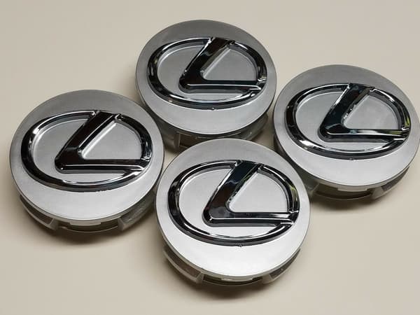 Lexus 62 mm navkapsel, plastcentrumkapsel för Lexus bilhjul med Lexus-logotyp - grå (4-pack)