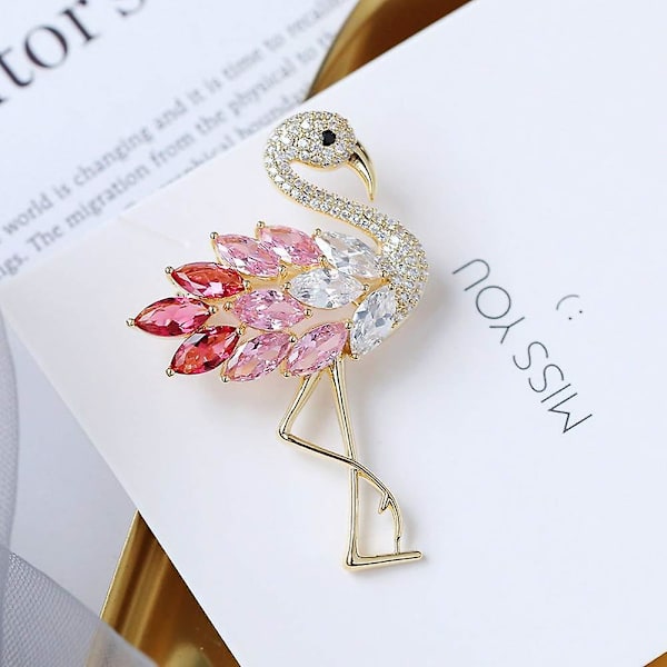 Färgglada Flamingo Broscher Diamant Broscher För Kvinnor Kristall Strass Djur Pins Färgglada Diamo