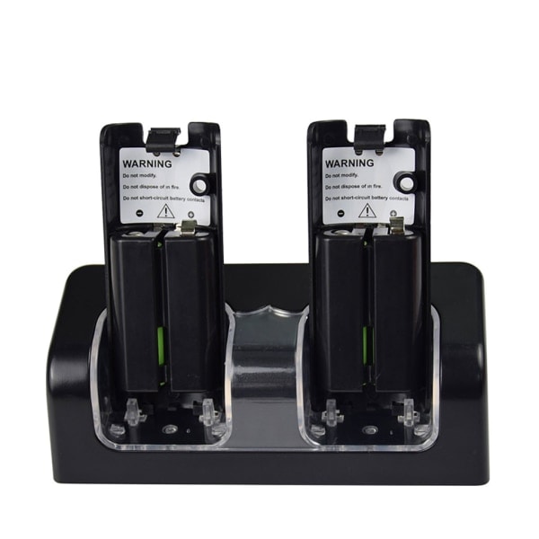 Latausasema Dual Charger Dock Wii-kaukosäätimelle Peliohjain Ohjain LED-ilmaisimella Latauskaapeli Musta