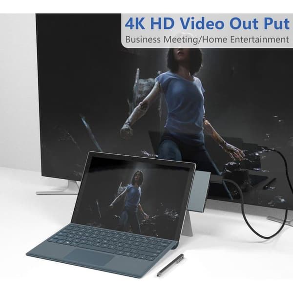 Surface Pro 4/Pro 5/Pro 6 Dockingstation med 4K HDMI-port + 3 USB 3.0-porte + SD/TF (Micro SD) kortlæseradapter