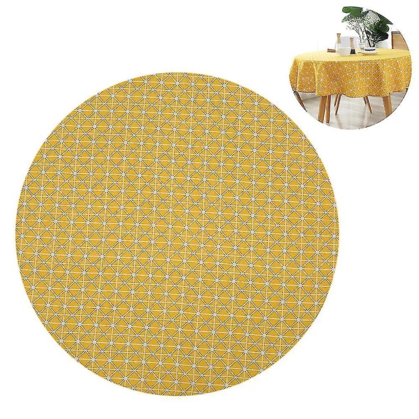Bordsduk med rund form Skrynkelfri anti-blekningsduk cover Round yellow 120 cm