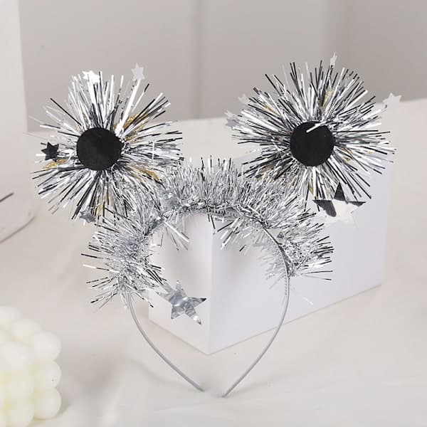 2 stk Godt Nyttår Hatt Hodebånd Gull Sølv Folie Glitter Stjerne
