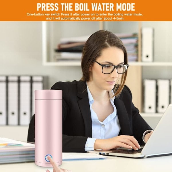 Mini Vattenkokare och Termos, Portabel Elektrisk Vattenkokare, Portabel Elektrisk Resevattenkokare Rosa Pink