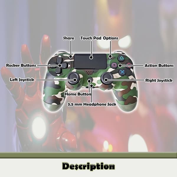 Trådløs controller dobbelt vibrationsspil joystick-controller til PS4-controller/Slim/Pro, kompatibel med PS4-konsol camouflagegrøn Camouflage Green