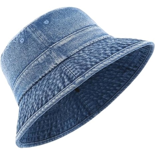 Denim Spand Spand til store hoveder, Vintage UV Solhatte med bred skygge Stor størrelse, Sommerhavearbejde Hat Rejsehat Blue
