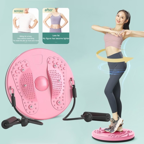 Twist Waist Disc Balance Board med snøre - Body Shaping Waist Twisting Disc - Fitness drejeskive til hjemmetræning Pink with rope