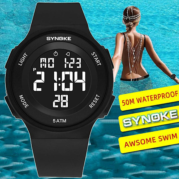 Silikon Dameur Kvinder Outdoor Sports Ur Elektroniske Ure Led Digital 50m Vandafvisende Ur Mænd Relogio Feminino 2022 Silicone White watch