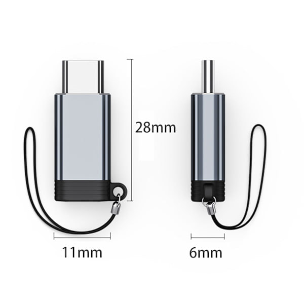 INF Lightning (hun) til USB-C (han) adapter, kompatibel med iPhone 15 Grå Gray