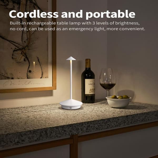 Moderne trådløse bordlamper, bærbare LED-bordlamper, oppladbare batteridrevne lamper hvite White