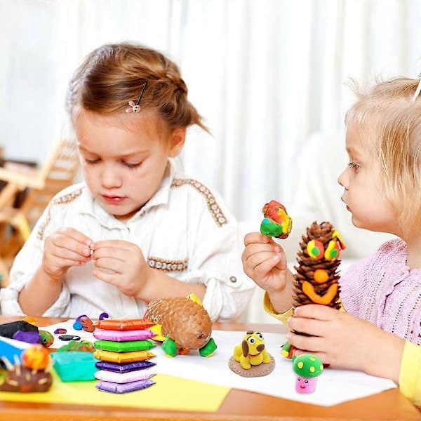 Ultralätt Lera för Barn, 36 Färger Lufttorkande Modellera, Giftfri Super Mjuk, Med Verktyg, Kreativ Lek, DIY Hantverk för Skola Förskolebarn
