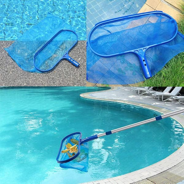 Poolnet til blade, blå poolrensningsnet, poolskimmernet finmasket, poolnet - rengøringsværktøj til pool, poolnet bladfanger SZ2