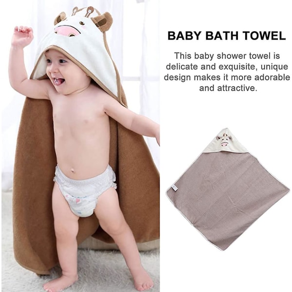 Baby hætte badehåndklæde Ultra blød hætte baby håndklæde med ko ører Højabsorberende Heilwiy gave