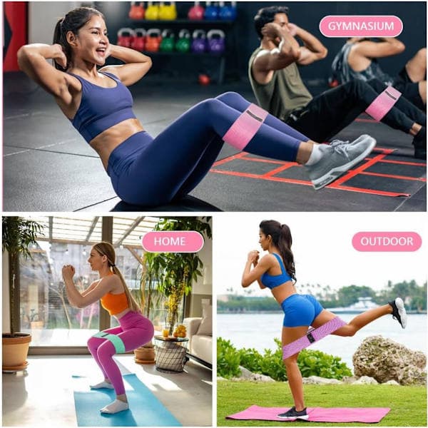 Modstandsbåndssæt - 3-delt sæt - Modstandsbånd - Pull-Up Bånd - Forskellige Modstande - Booty Band - Fitness Elastik - Strækbånd